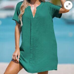 V-Neck Shirt Cover Up Dress